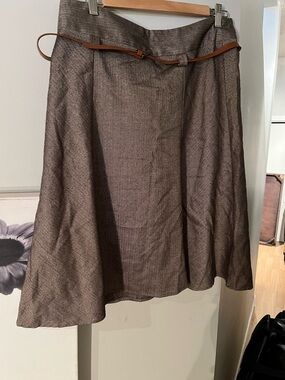 Dynamite Brown A-Line Skirt with Thin Tan Belt